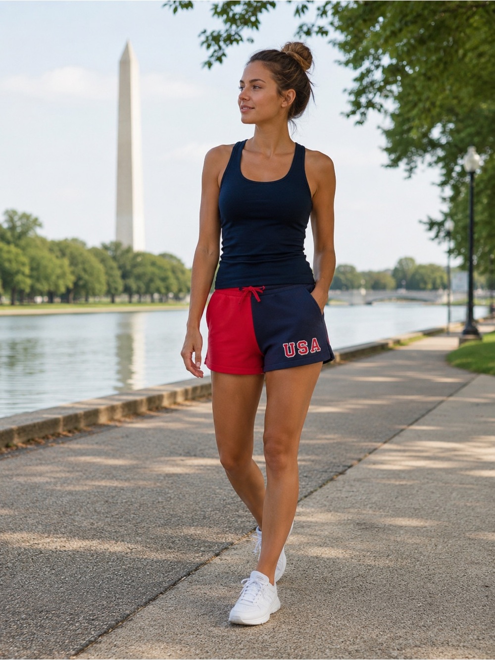 USA Jogger Shorts Red/White/Blue SZ M Streetwear